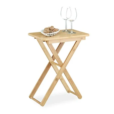 Afbeelding van Relaxdays bijzettafel opvouwbaar tuintafel vouwtafel bamboe hout klapbaar