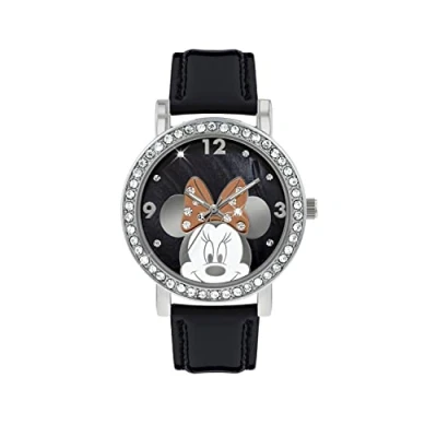 Afbeelding van Minnie Mouse MN1149 Analoog kwartshorloge voor dames, met PU armband, wit, riem, Wit., riem
