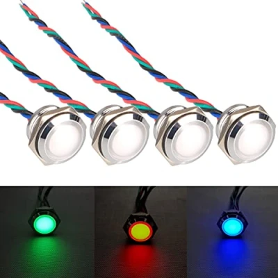 Afbeelding van GUUZI 4 stuks 12 V 24 RGB Triple (rood groen blauw) led indicator van metaal 16 mm waterdichte signaallamp met kabel