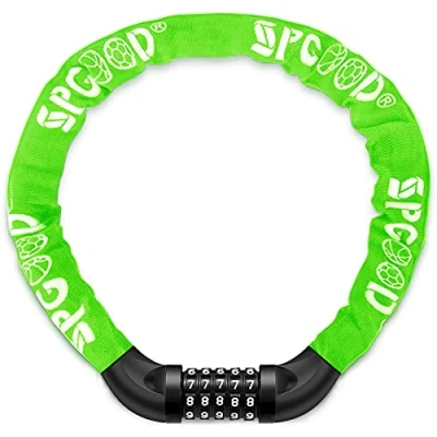 Afbeelding van SPGOOD Fietsslot (14 kleuren) met cijfers en hoog veiligheidsniveau, fietskettingslot, combinatie van slotcode, schakels gehard staal