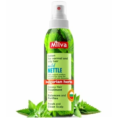 Afbeelding van Milva Brandnetel haartonicum tegen vettig haar en droge hoofdhuid, intensieve tonic spray voor mannen vrouwen, veganistische zonder SLS, natuurlijke verzorging die jeukt