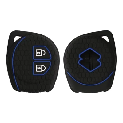 Afbeelding van kwmobile autosleutel hoesje geschikt voor Suzuki 2 knops hoes TPU behuizing Beschermende auto sleutel case Sleuteletui in blauw / mat zwart