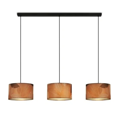 Afbeelding van Mata hanglamp, 3 lamps, bruin, stof, E27