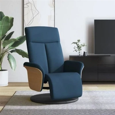Afbeelding van Fauteuil verstelbaar met voetensteun stof blauw