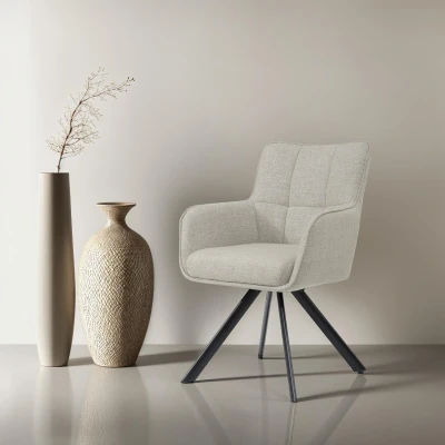 Afbeelding van Livingfurn Eetkamerstoel Tori Zand/Zwart