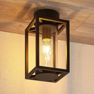 Afbeelding van Lucande plafondlamp 1licht Aluminium, glas H: 29.1 cm E27 grafietgrijs (RAL 840 M)