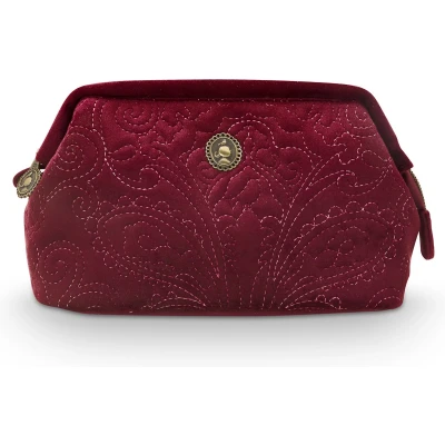 Afbeelding van Pip Studio Make up tas Velvet Quiltey Days Rood 19x12x8.5cm