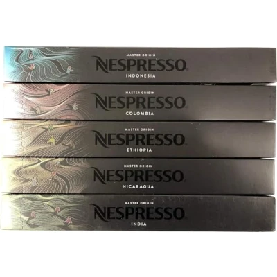 Afbeelding van Nespresso OriginalLine Master Origin 50 koffiecapsules uit Colombia, Ethiopië, Indonesië, Nicaragua, niet compatibel met Vertuoline