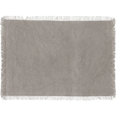 Afbeelding van Placemat Maha katoen set van 4 “ 45 x 30 cm Onderleggers Grijs Met franjes