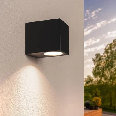 Afbeelding van Ledvion LED Wandlamp Hydra, Buiten, Zwart, Vierkant, Met Voor ÉénGU10 Down, Buiten Wandlamp, Wand lamp, Buitenlamp, IP54