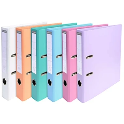 Afbeelding van 10 x Exacompta gekleurde ordner A4 50mm Pastel kleuren assorti
