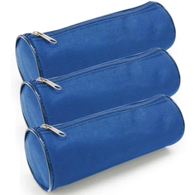 Afbeelding van Waytex Set van 3 ronde etui voor schoolbenodigdheden, lengte 21 cm, diameter 7,5 Blauw, schooltas, Schooltas