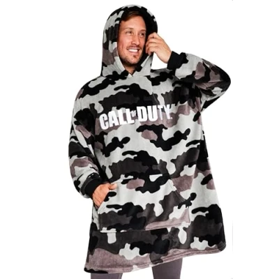 Afbeelding van Call of Duty Trui voor heren, sweatshirt, oversized, fleece, poncho, camouflage, één maat, volwassenen, tieners, Camo