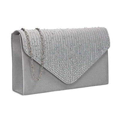 Afbeelding van SwankySwans Abby Diamante Envelop Stijl Bag Clutch Dames (2 stuks), zilver.