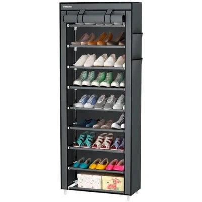 Afbeelding van edihome, Schoenenkast van stof met 9 niveaus buitenhoes ritssluiting voor schoenen en (58 x 28 162 cm)
