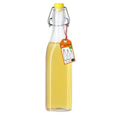 Afbeelding van KADAX Universele fles met beugelsluiting, dichte beugelfles, vintage glazen fles, drinkfles, likeurfles, sapfles, beugelsluitfles (500 ml, 1 stuk)