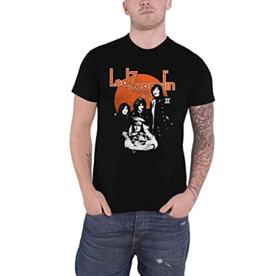 Afbeelding van Led Zeppelin Orange Circle Heren T shirt XL Zwart