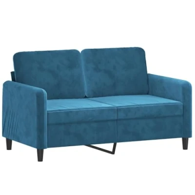 Image de vidaXL Canapé à 2 places Bleu 120 cm Velours