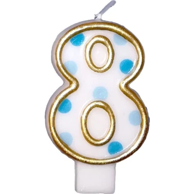 Afbeelding van Kaars 8 gespikkeld blauw