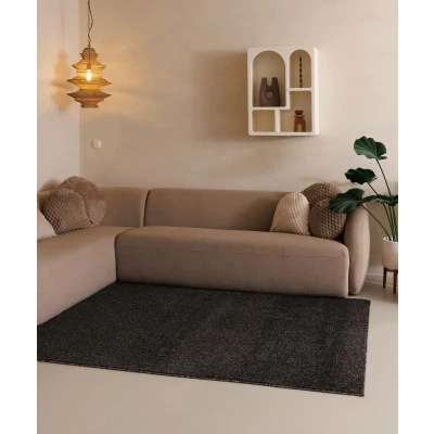 Afbeelding van Laagpolig Vloerkleed Fine Antraciet 80x200 Cm