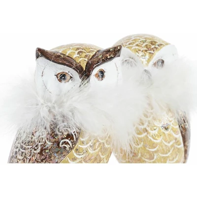 Afbeelding van Kerstversiering DKD Home Decor Uil Hars (7,5 x 7,5 14 cm) (2 Stuks)