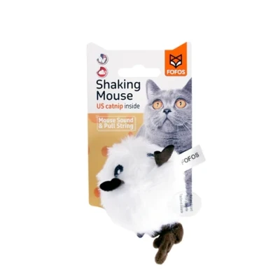 Afbeelding van Fofos Shaking Muis Met Geluid Wit 12X6X6 CM
