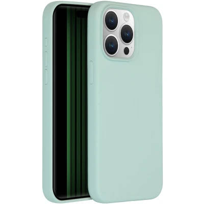 Afbeelding van Accezz Hoesje Geschikt voor iPhone 15 Pro Max Siliconen Liquid Silicone Backcover blauw