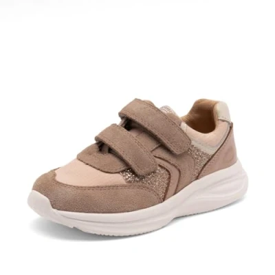Afbeelding van Bisgaard YUKI Glitter Sneakers laag voor kinderen, Maat: 32, Taupe Leer en textiel