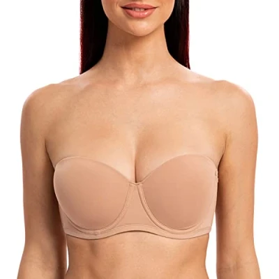 Afbeelding van MELENECA Strapless beha voor dames, beugelbeha, grote maat, met gevormde cups, Cappuccino