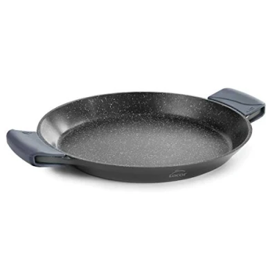 Afbeelding van LACOR 25436 Paella pan met siliconen handgrepen, antiaanbaklaag, geschikt voor inductie, milieuvriendelijk, PFOA vrij, gegoten aluminium, 36 cm, zwart