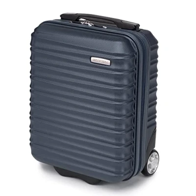 Image de WITTCHEN Valise de voyage Bagage à main cabine rigide ABS 4 roulettes pivotantes Poignée télescopique GROOVE Line Taille XS Bleu foncé Brussels Airlines/Ryanair/TUI fly Belgium/Transavia