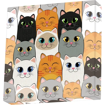 Afbeelding van Diamond painting Hobby pakket kinderen Dotz Box Katten 28x28cm Ronde steentjes Volledig