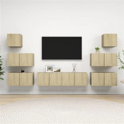 Afbeelding van vidaXL 8 delige Tv meubelset bewerkt hout sonoma eikenkleurig