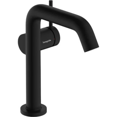 Afbeelding van hansgrohe Tecturis S ééngreeps wastafelkraan 150 Fine CoolStart met afvoerplug mat zwart