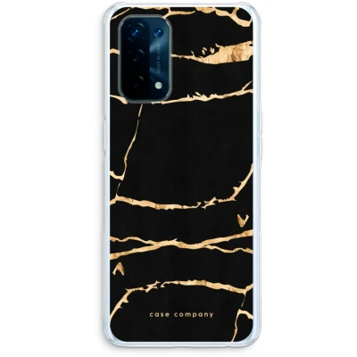 Afbeelding van Case Company® hoesje geschikt voor Oppo A74 5G Gouden marmer Soft Cover Telefoonhoesje Bescherming aan alle Kanten en Schermrand