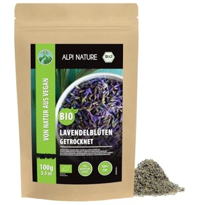 Afbeelding van biologische lavendelbloemen 100 g, gedroogde lavendelbloemen, gecontroleerde 100% natuurlijke zonder toevoegingen