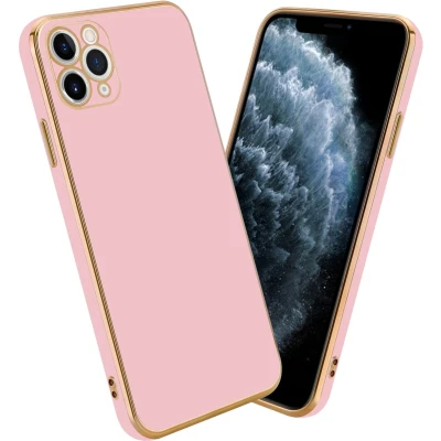 Afbeelding van Cadorabo Hoesje geschikt voor Apple iPhone 13 PRO in Glossy Roze Goud Beschermhoes Case Cover van flexibel TPU silicone en met camerabescherming