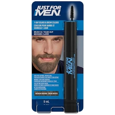 Afbeelding van Just for Men Onmiddellijke aanpassing van wit haar, tijdelijke kleur voor een volumineuzer en goed gedefinieerd uiterlijk, tot 30 toepassingen, middenbruin