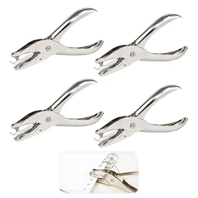 Afbeelding van 4 stuks ponsen met één gat punch 3 mm metalen tang papier hand voor papieren kaarten plastic folie doe het zelf foto&#039;s