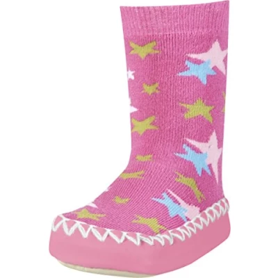 Afbeelding van Playshoes Pantoffelsokken voor kinderen, uniseks, Roze sterren
