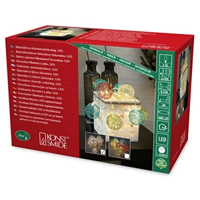 Afbeelding van LED decoratieve lichtketting 16 ww 3148 103 aluminium draadballen, werkt op batterijen