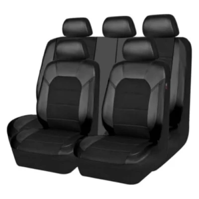 Afbeelding van MaKeMoney 9 stuks autostoelhoezen leer voor Fo rd Fiesta Mk7 2009 2010 2011 2012 2013 2014 2015 2016 2017, complete set stoelbeschermers, interieuraccessoires, C/zwart
