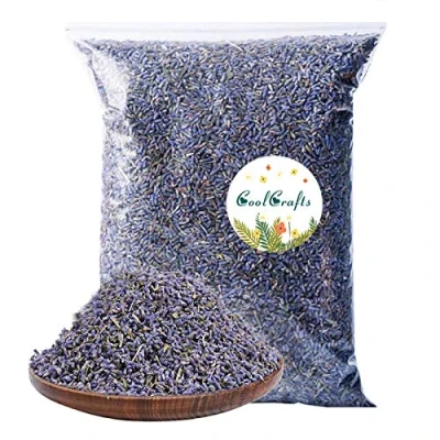 Afbeelding van CoolCrafts Natuurlijke gedroogde lavendel, 225 g, lavendelbloemen, geurende lavendelknoppen voor lavendelzakjes