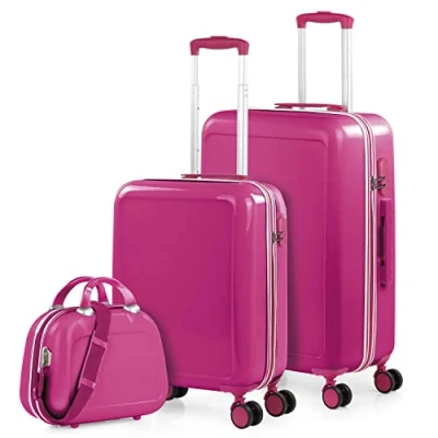 Afbeelding van ITACA Reiskoffers voor kinderen. Medium koffer en cabinekoffer met toilettas. Resistent lichtgewicht slotcombinatie 702600B, Fuchsia