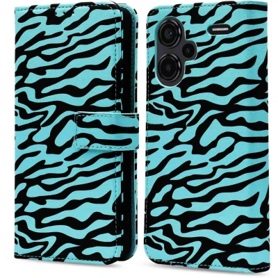 Afbeelding van imoshion Hoesje Geschikt voor Xiaomi Redmi Note 13 Pro Plus (5G) Met Pasjeshouder Design Bookcase smartphone Meerkleurig / Black Blue Stripes