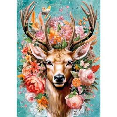 Afbeelding van Flower Deer Puzzel 1000 Stukjes