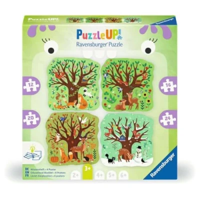 Afbeelding van Ravensburger Puzzel UP! vier seizoenen van, 12004002 4 contourgevormde puzzels met 12, 16, 20 (72 onderdelen)