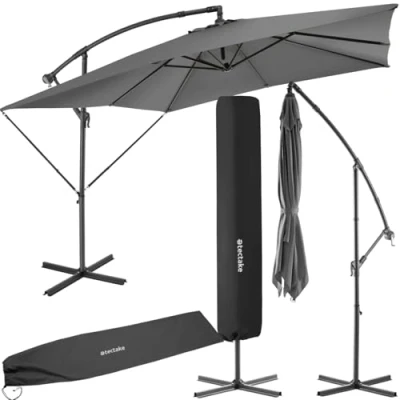 Afbeelding van tectake® Parasol Apollon vierkant 250 x cm Incl. windbeveiliging en beschermhoes grijs