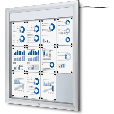 Afbeelding van Vergrendelbaar Notitiebord Outdoor Verlicht Logo met Gasveer 12x A4 Syna SCT12XA4PHLED Horeca &amp; Professioneel