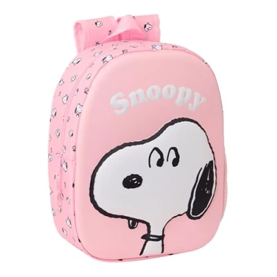 Afbeelding van SNOOPY 3D Schoolrugzak met design, geschikt voor kinderen van verschillende leeftijden, comfortabel en veelzijdig, kwaliteit stevigheid, 27 x 10 33 cm, lichtroze, M